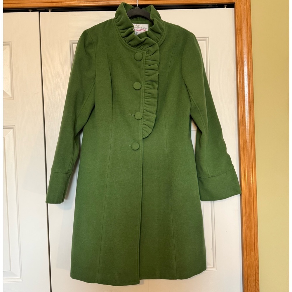 Pink Martini Wool Look Apple Green D
Ruffle Collar‎ Dress Coat/Jacket Size L